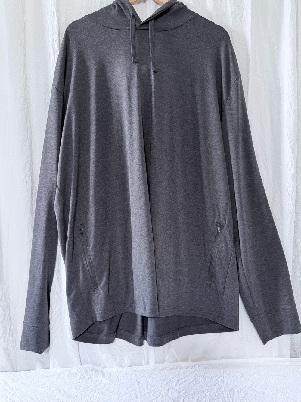 Fresh Clean Threads Dark Gray Lightweight Hooded Pullover Sweatshirt - Picture 7 of 8